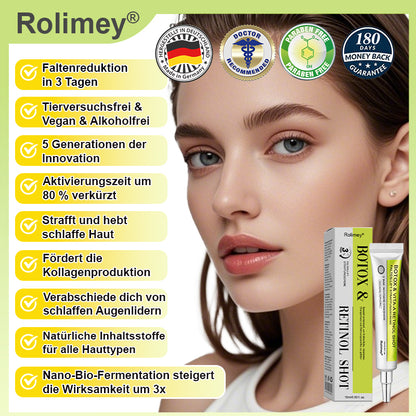 💝✅Jetzt jugendliche Haut zurückgewinnen 💫Rolimey® Botox & Vita-A Retinol Shot Falten-Lift Straffungscreme