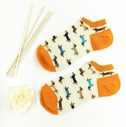 Tier Frauen Socken Bunte Nette Wurst Hund Baumwolle Cartoon Paar Dame Mädchen Frühling Sommer Socken