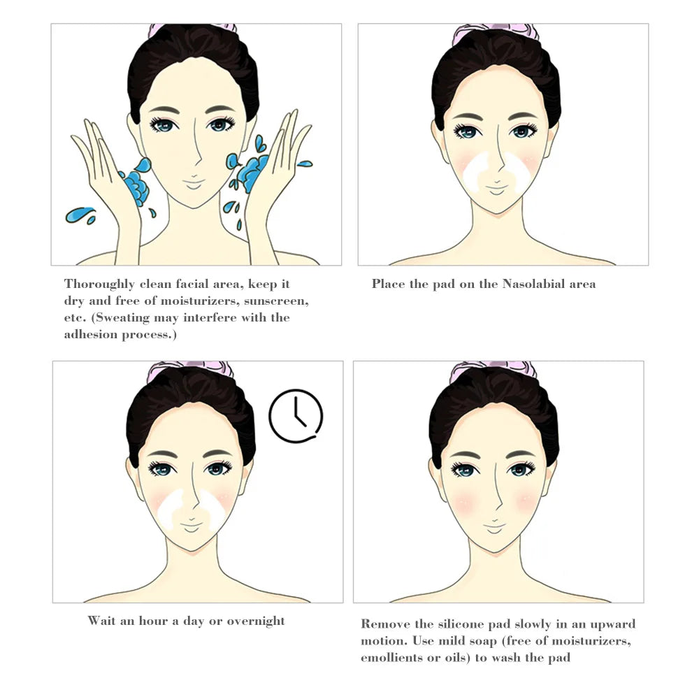 Gesichtsfaltenentferner Pad Wiederverwendbar Medizinisches Silikon Nasolabialfalten Anti-Aging Maske Verhindern Falten Haut Lifting Patches