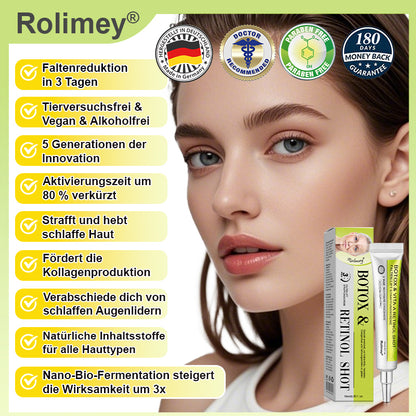 🌿👨‍⚕️Jetzt jugendliche Haut zurückgewinnen 💫Rolimey® Botox & Vita-A Retinol Shot Falten-Lift Straffungscreme