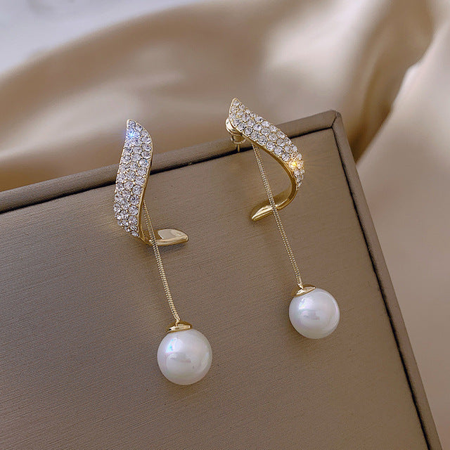 2023 New Korean Style Contracted Heart Pearl Earrings For Women Sweet Flower Zircon Geometric Stud Earring Girl Party Jewelry