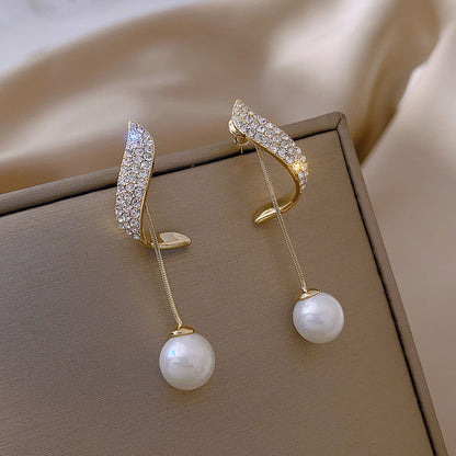 2023 New Korean Style Contracted Heart Pearl Earrings For Women Sweet Flower Zircon Geometric Stud Earring Girl Party Jewelry