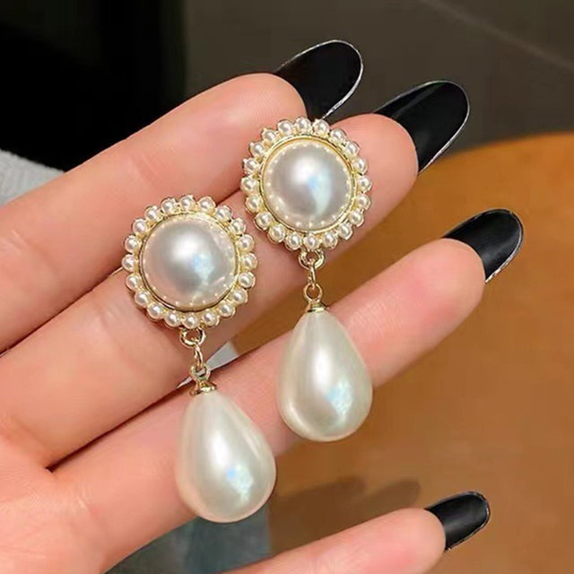 2023 New Korean Style Contracted Heart Pearl Earrings For Women Sweet Flower Zircon Geometric Stud Earring Girl Party Jewelry
