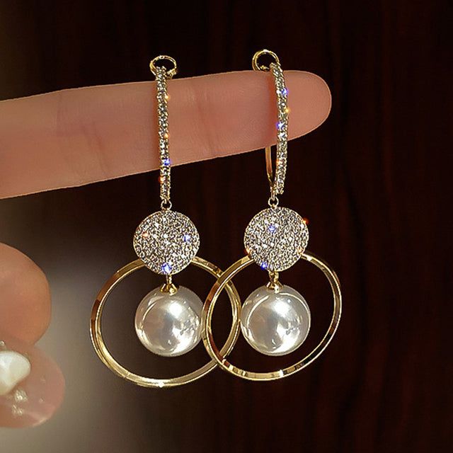 2023 New Korean Style Contracted Heart Pearl Earrings For Women Sweet Flower Zircon Geometric Stud Earring Girl Party Jewelry