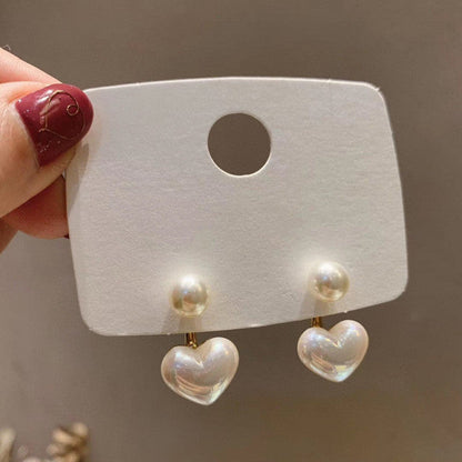2023 New Korean Style Contracted Heart Pearl Earrings For Women Sweet Flower Zircon Geometric Stud Earring Girl Party Jewelry